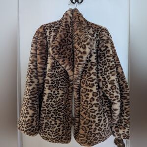 Faux fur animal print jacket